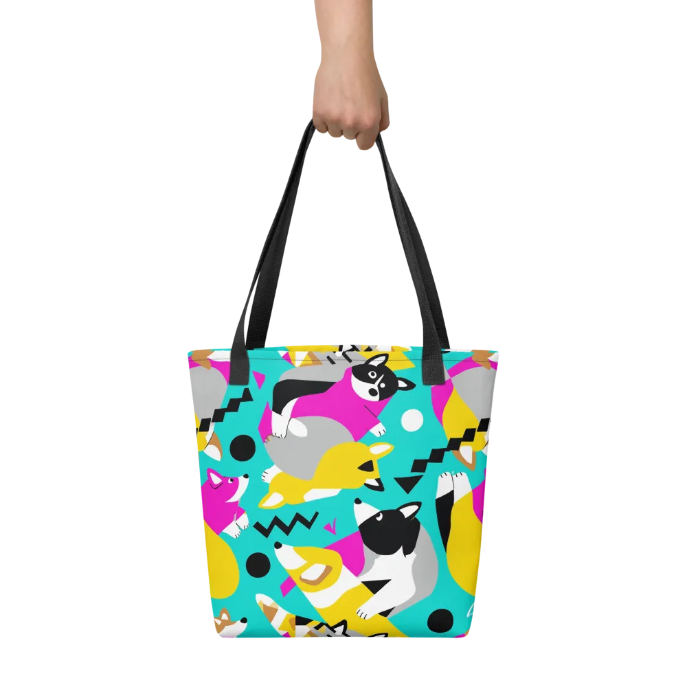 Neon Canine Parade on Tote Bag — Front