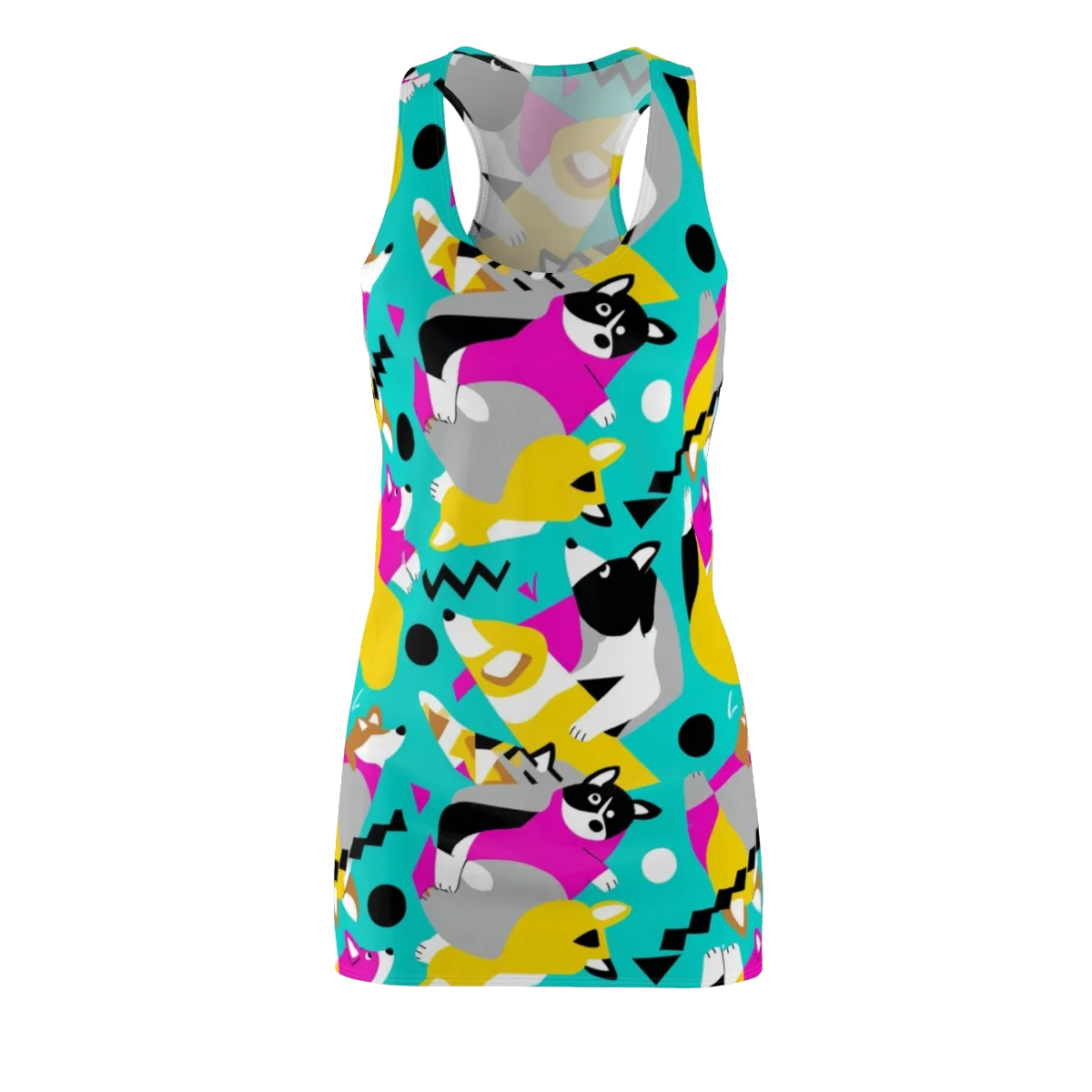 Neon Canine Parade on Racerback Dress — Front