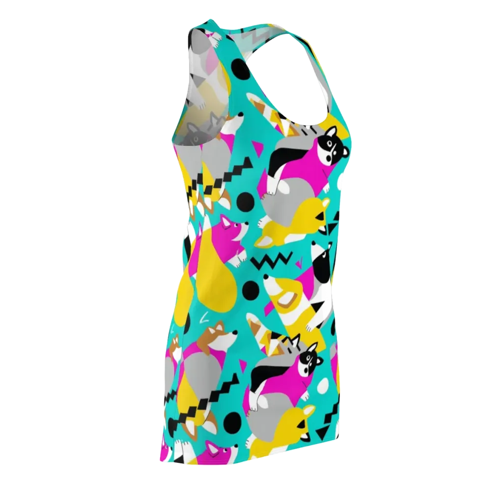 Neon Canine Parade on Racerback Dress — Front Side