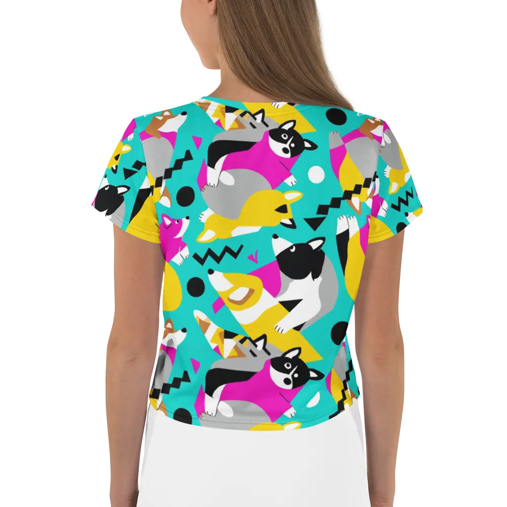 Neon Canine Parade on Crop Tee — Back