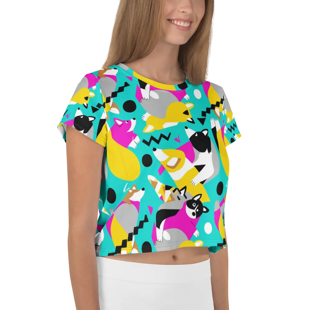 Neon Canine Parade on Crop Tee — Right
