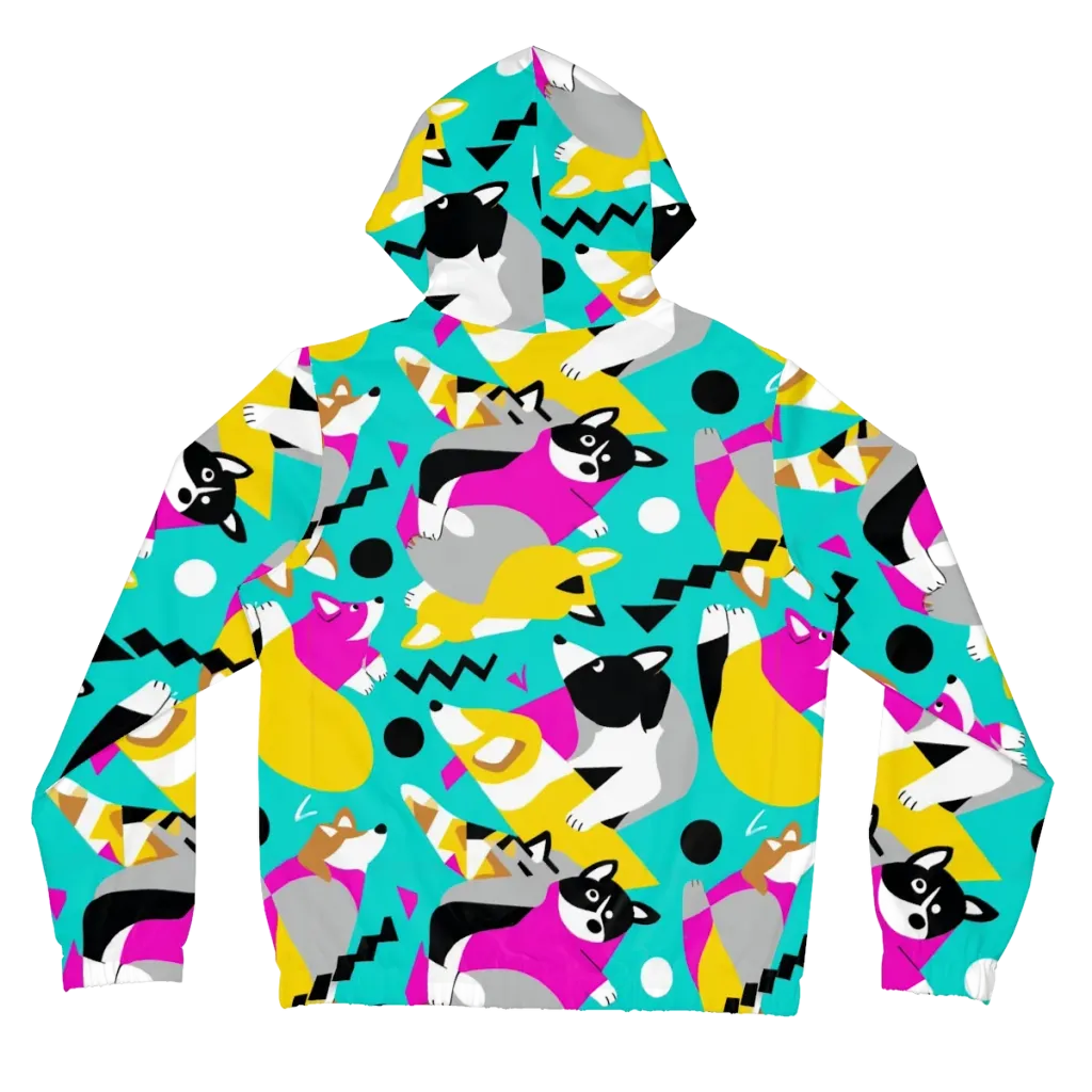Neon Canine Parade on Women's Full-Zip Hoodie — Back