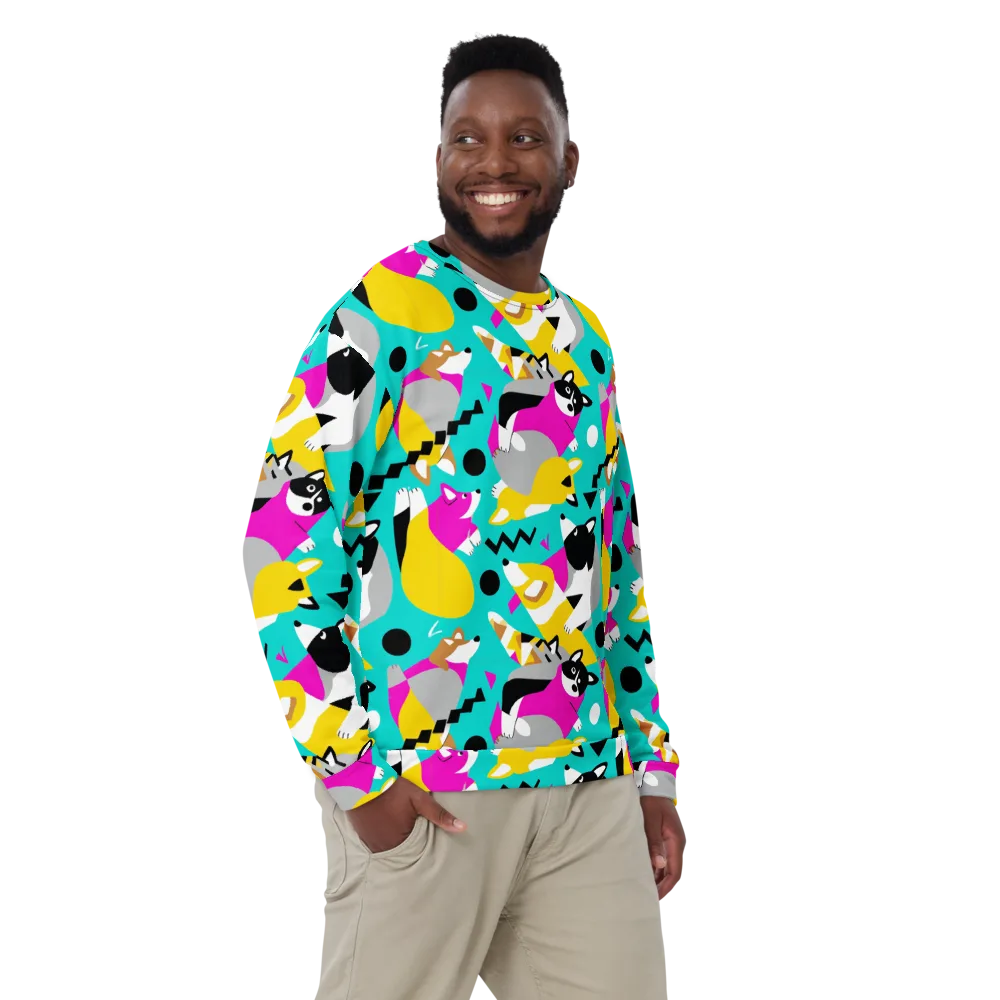 Neon Canine Parade on Sweatshirt — Front