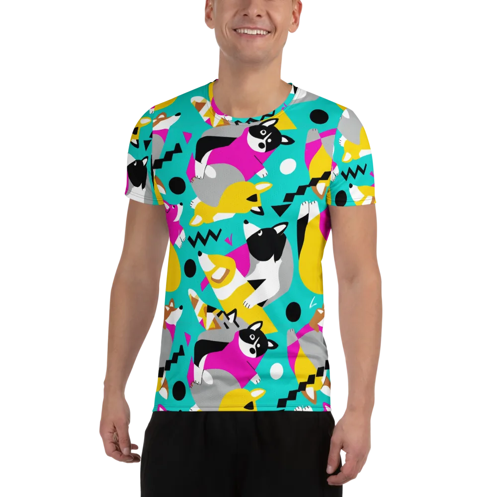 Neon Canine Parade on Men's Athletic T-Shirt — Front