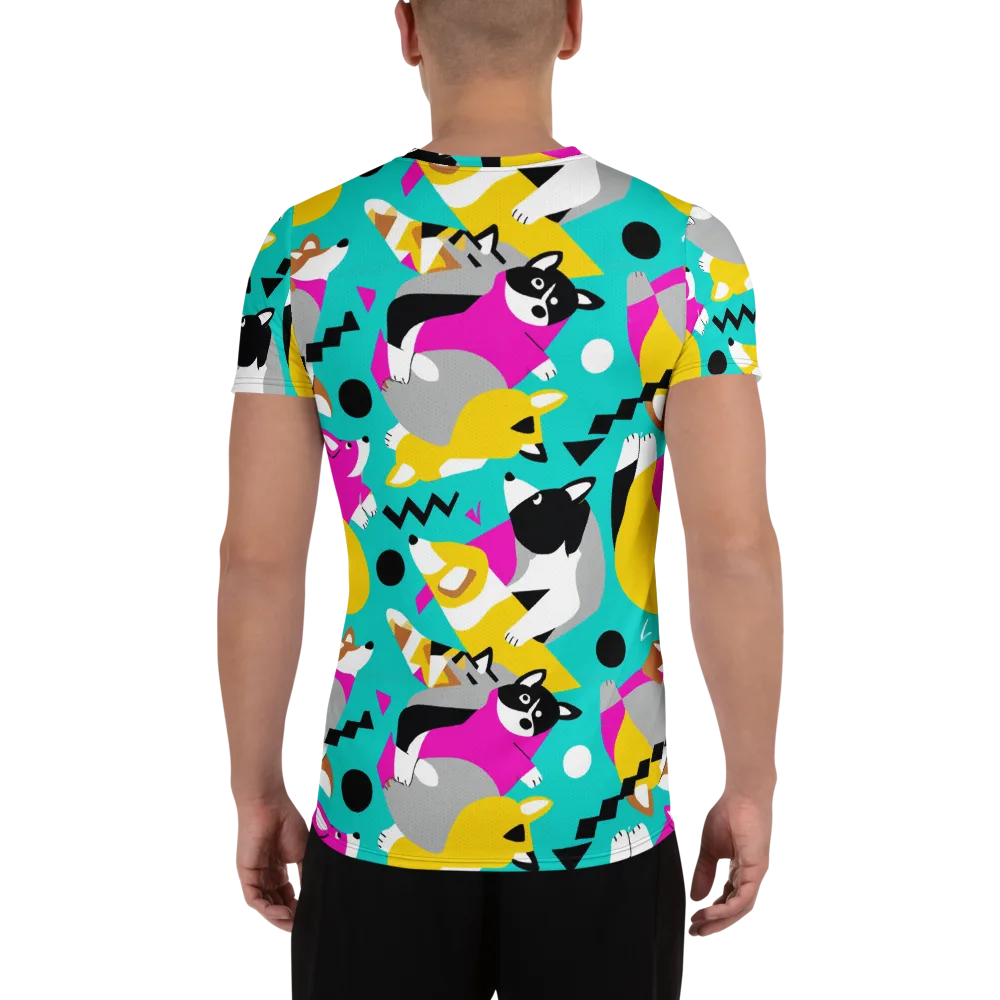 Neon Canine Parade on Men's Athletic T-Shirt — Back