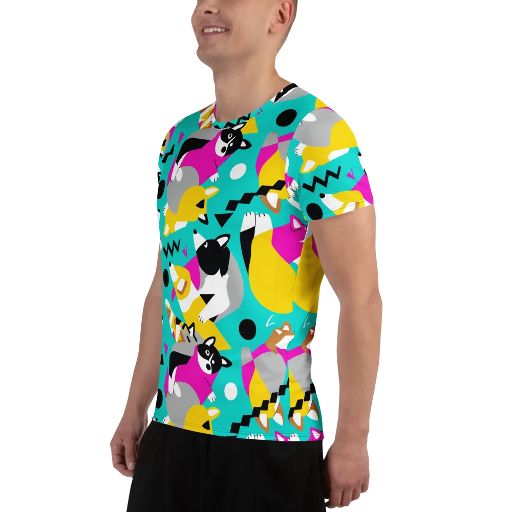 Neon Canine Parade on Men's Athletic T-Shirt — Left