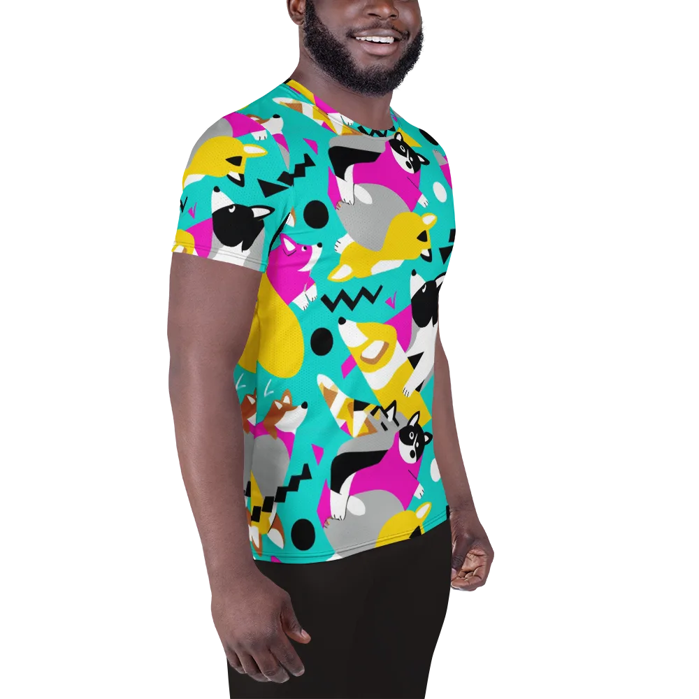 Neon Canine Parade on Men's Athletic T-Shirt — Right