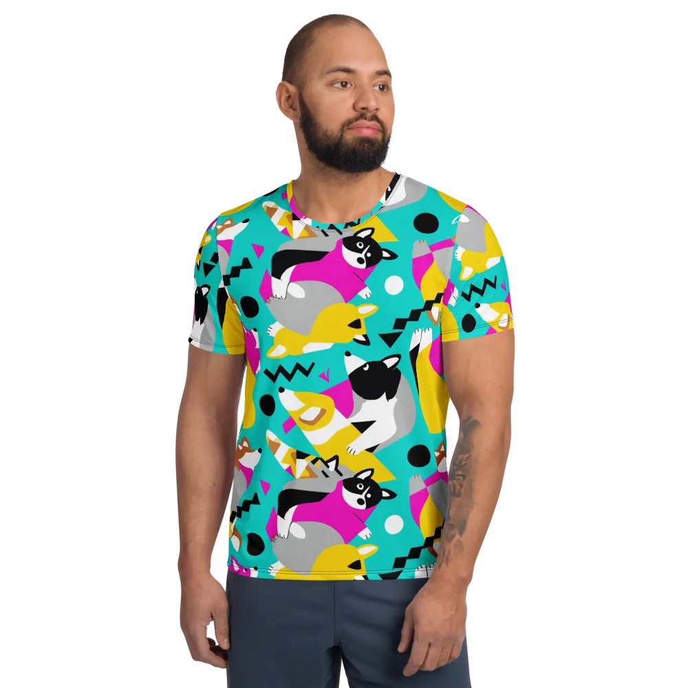 Neon Canine Parade on Men's Athletic T-Shirt — Front