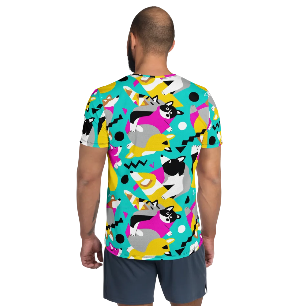 Neon Canine Parade on Men's Athletic T-Shirt — Back