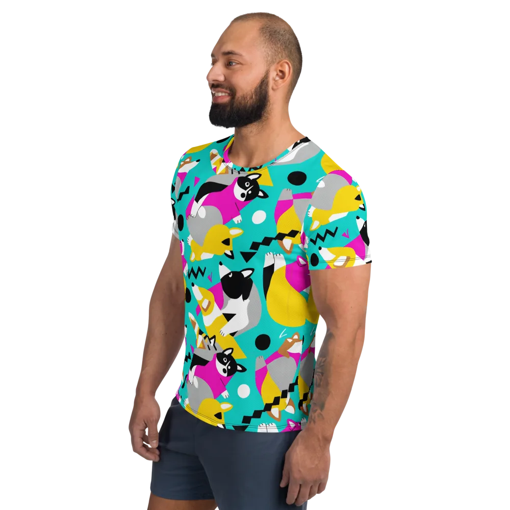 Neon Canine Parade on Men's Athletic T-Shirt — Left