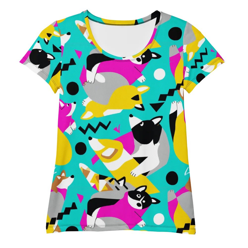 Neon Canine Parade on Women's Athletic T-Shirt — Front