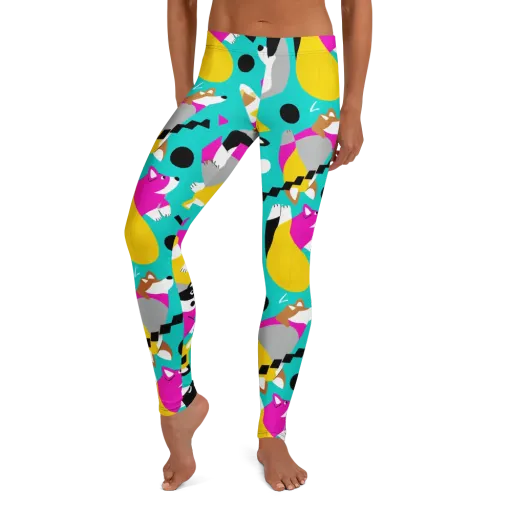 Neon Canine Parade on a Leggings