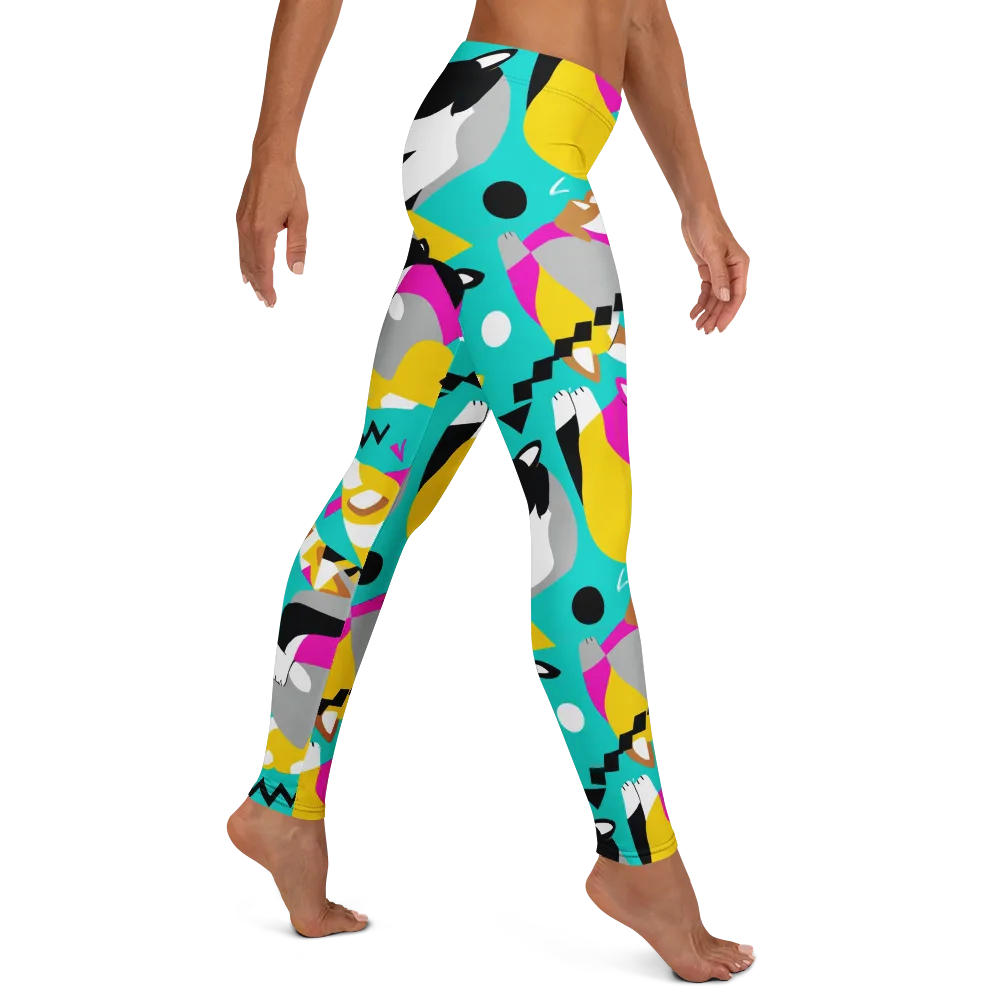 Neon Canine Parade on Leggings — Right
