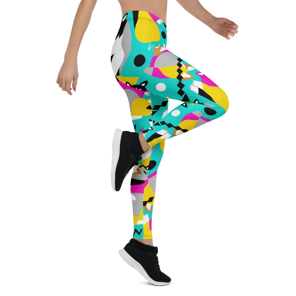 Neon Canine Parade on Leggings — Right