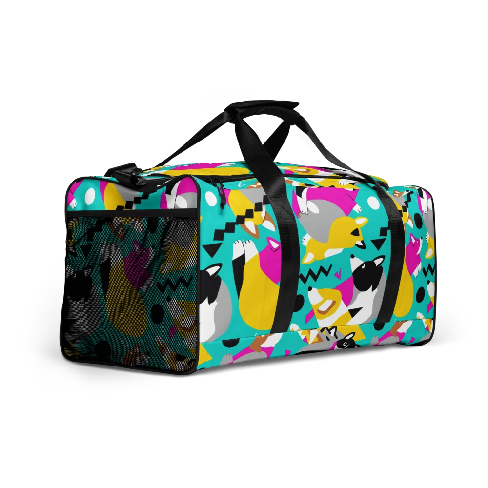 Neon Canine Parade on Duffle Bag — Right Front