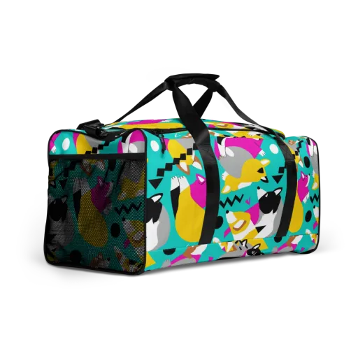 Neon Canine Parade on a Duffle Bag