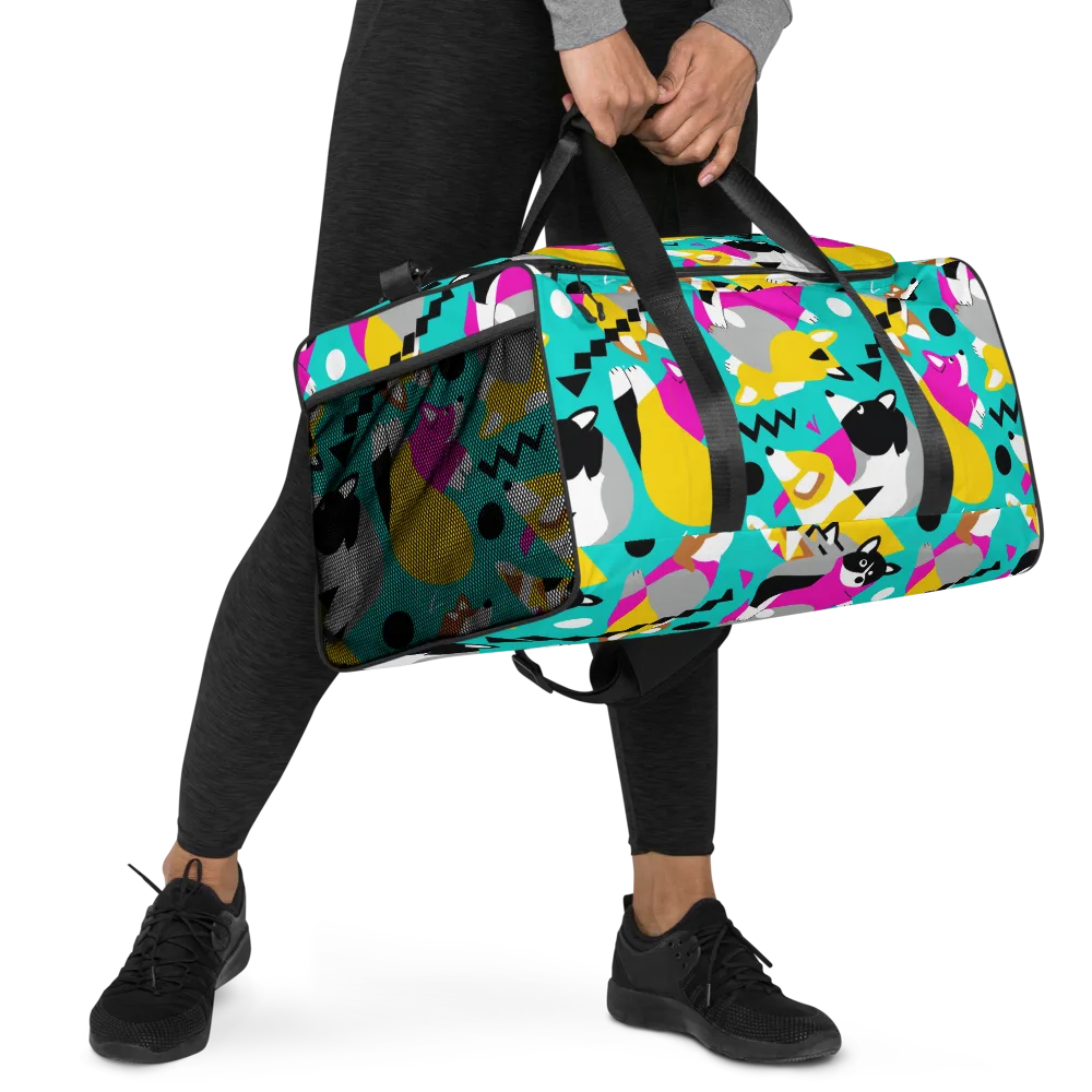 Neon Canine Parade on Duffle Bag — Right Front