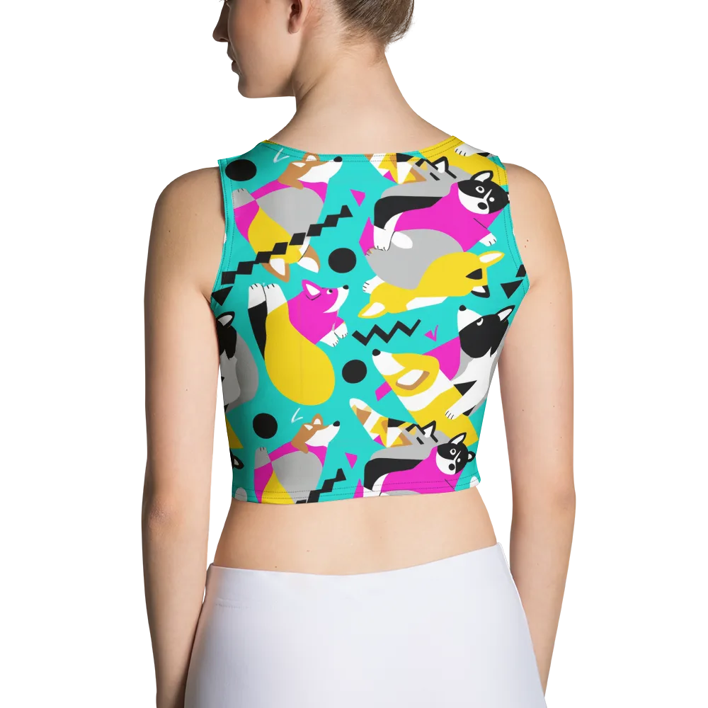 Neon Canine Parade on Crop Top — Back