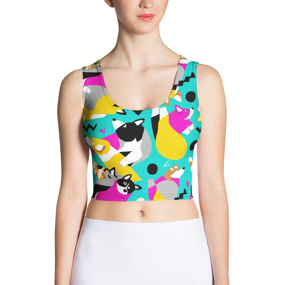 Neon Canine Parade on Crop Top — Front