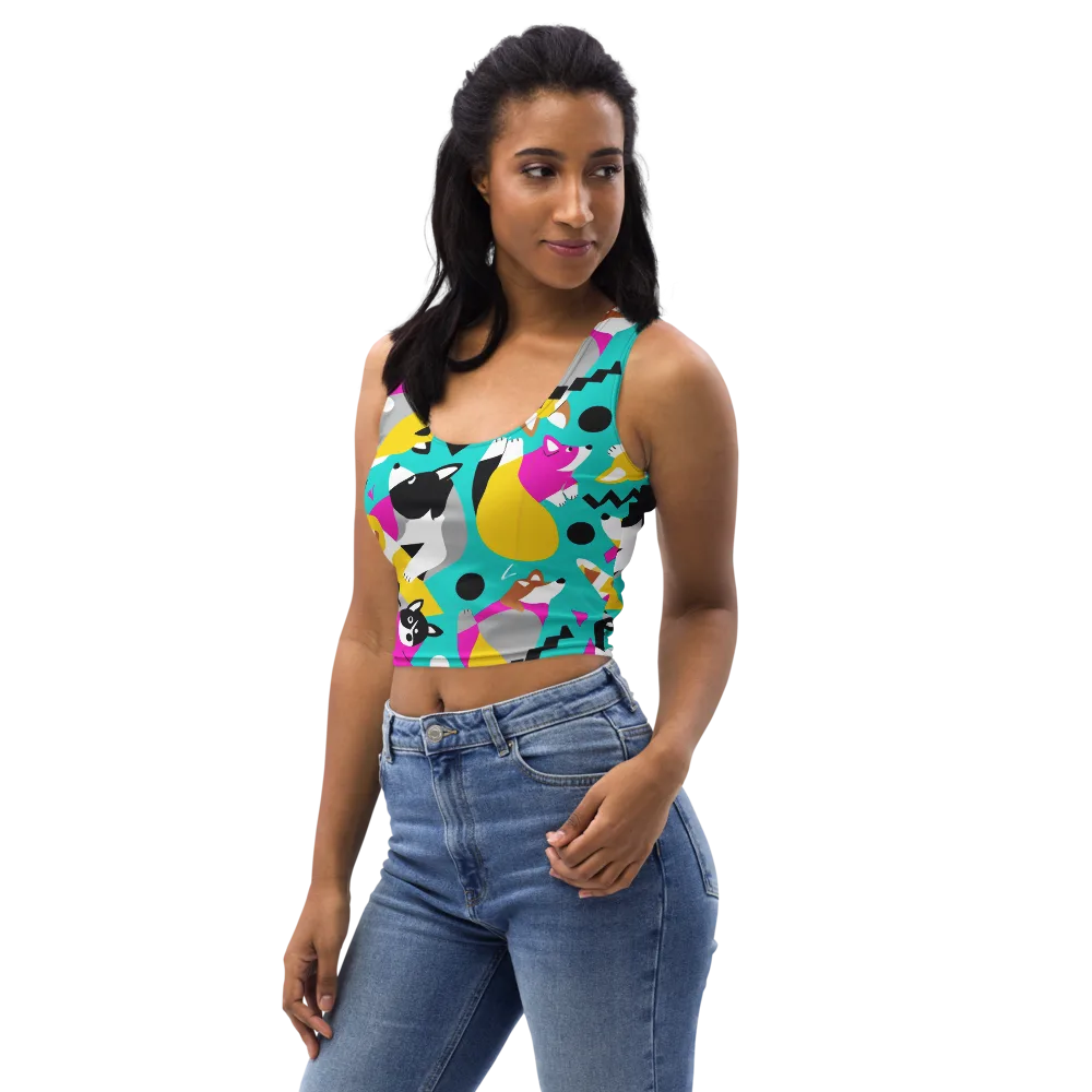 Neon Canine Parade on Crop Top — Left Front
