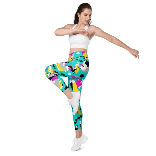 Neon Canine Parade on a Leggings with Pockets