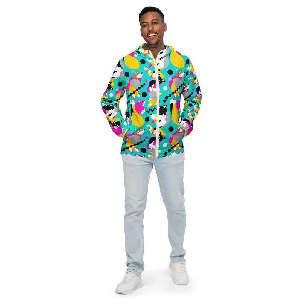 Neon Canine Parade on Men's Windbreaker — Front