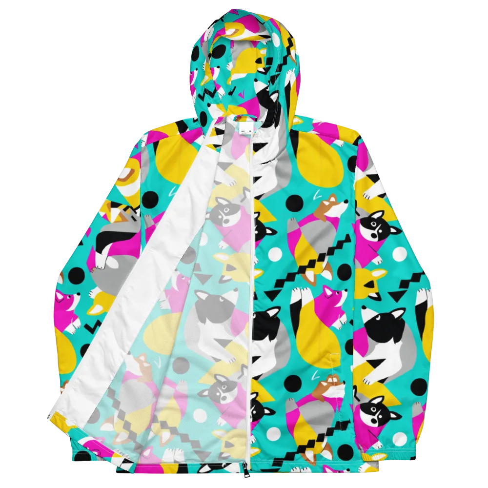Neon Canine Parade on Men's Windbreaker — Front