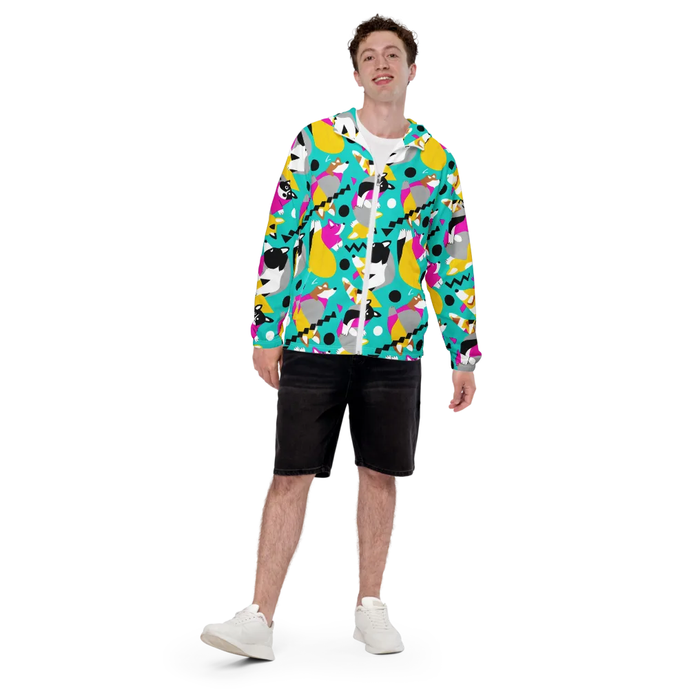 Neon Canine Parade on Men's Windbreaker — Front