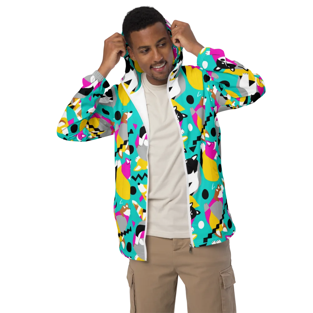 Neon Canine Parade on Men's Windbreaker — Front