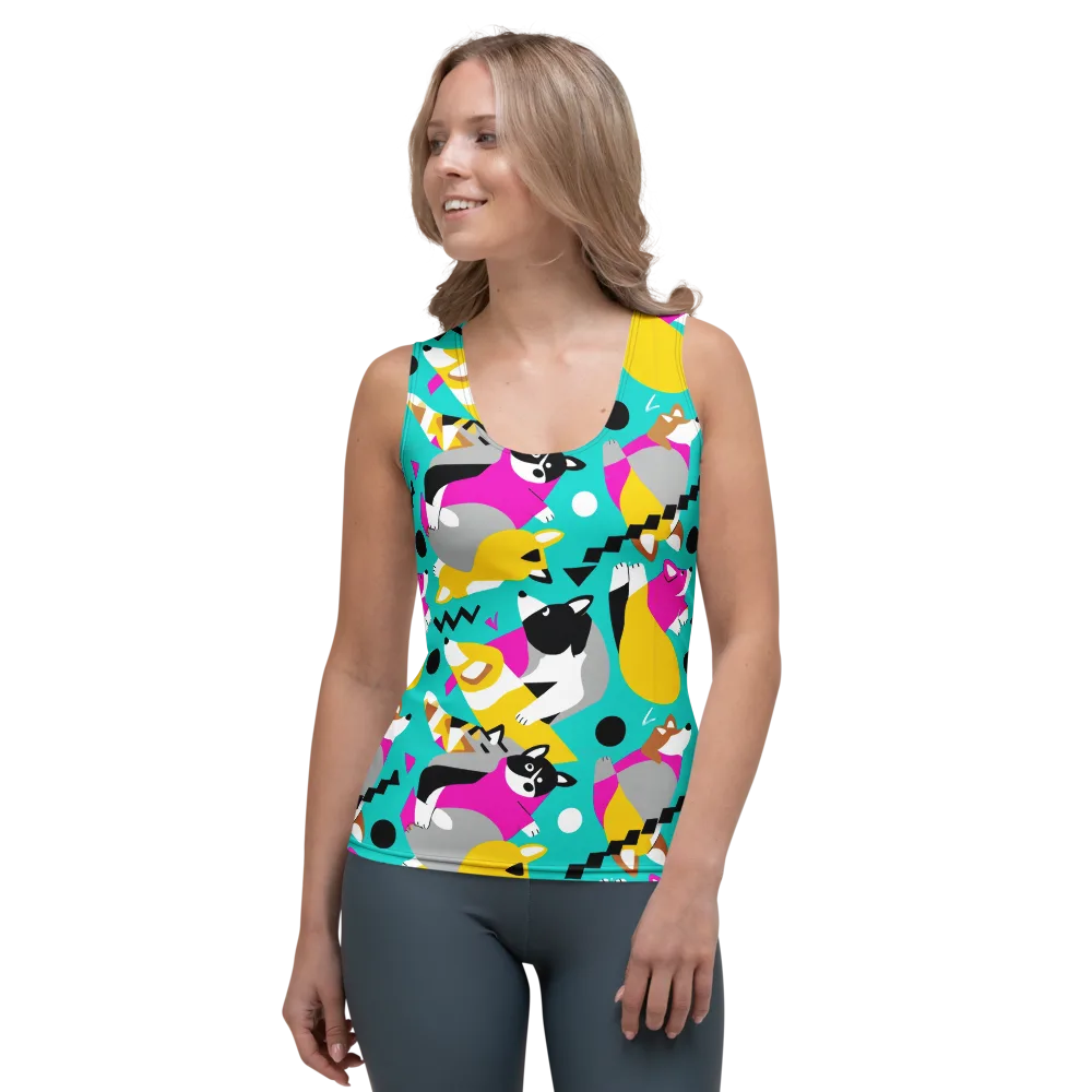 Neon Canine Parade Women's Tank Top on model