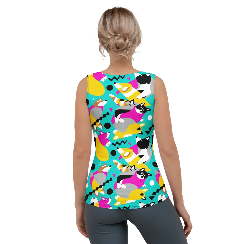 Neon Canine Parade on Women's Tank Top — Back