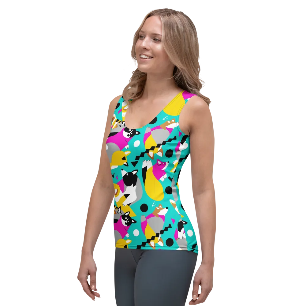 Neon Canine Parade on Women's Tank Top — Left Front
