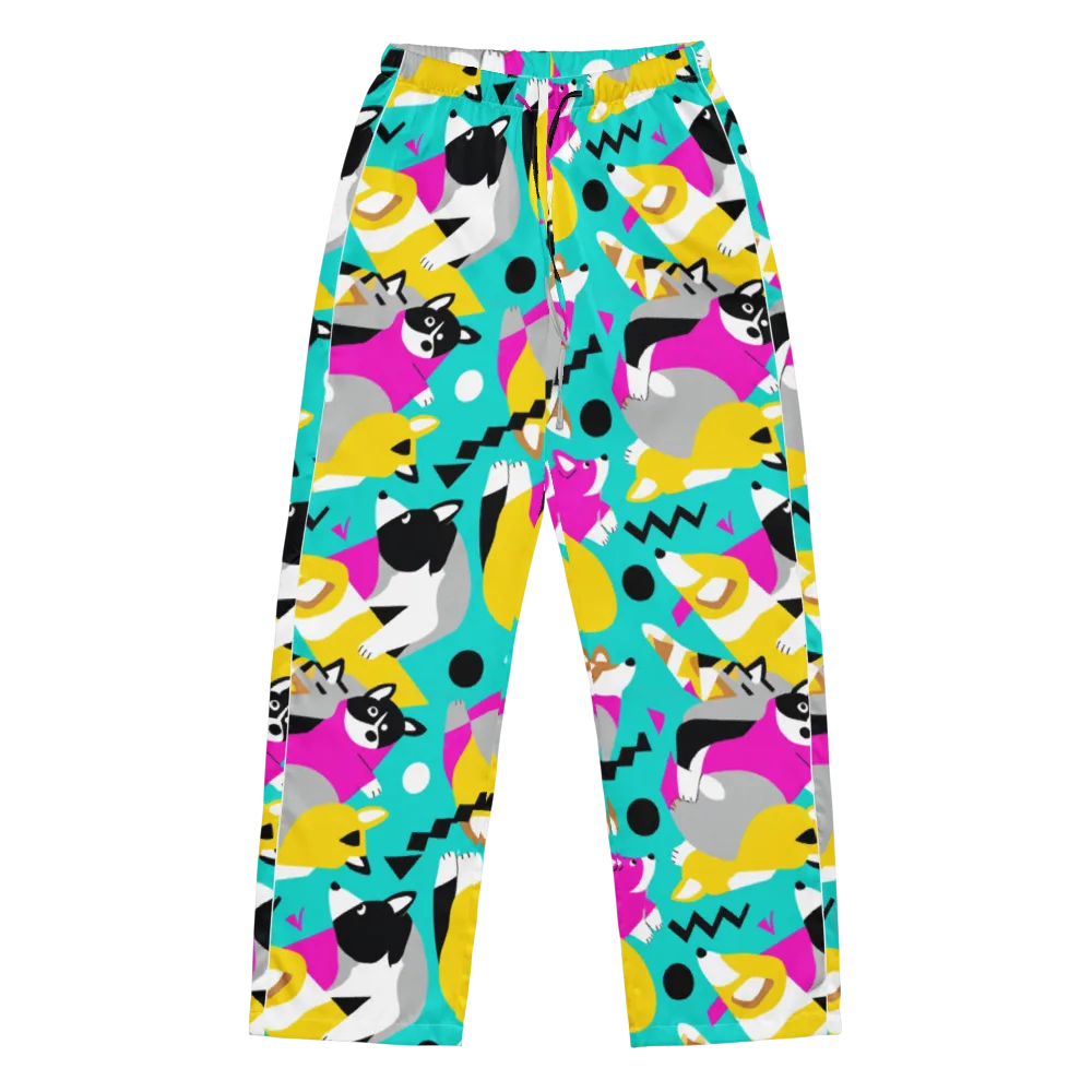 Neon Canine Parade on Women's Pajama Pants — Front