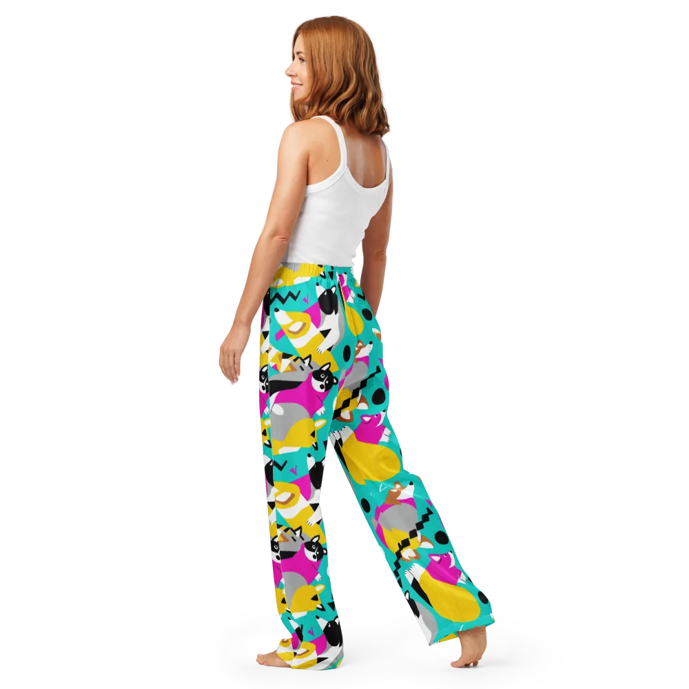 Neon Canine Parade on Women's Pajama Pants — Back