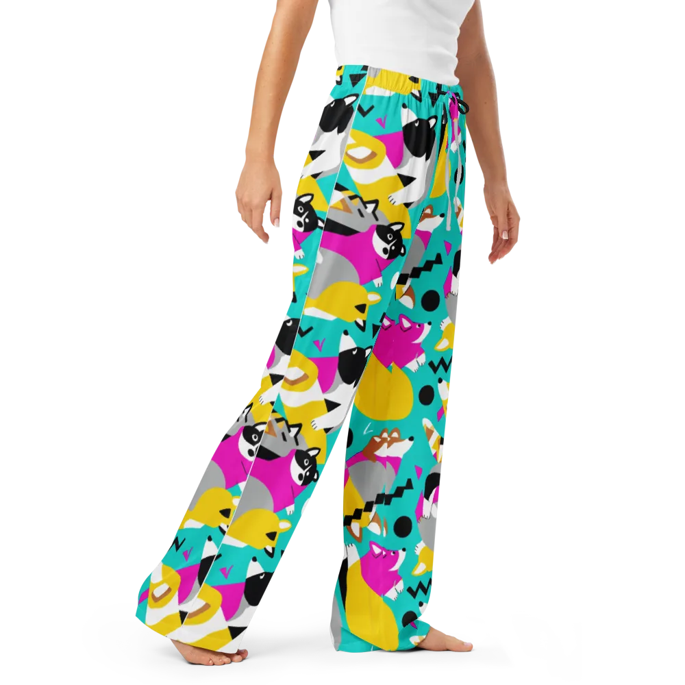 Neon Canine Parade on Women's Pajama Pants — Right Front