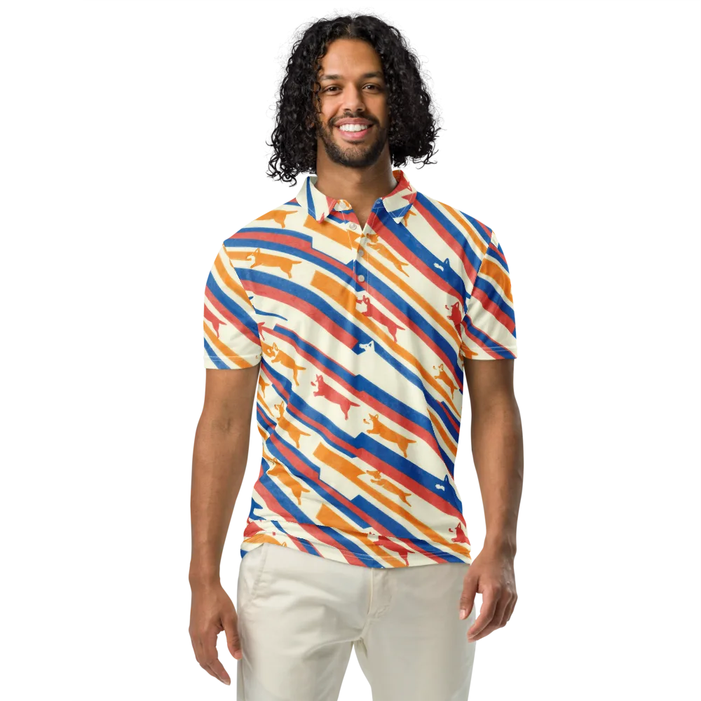 Canine Cadence on Men's Slim Fit Polo Shirt — Front