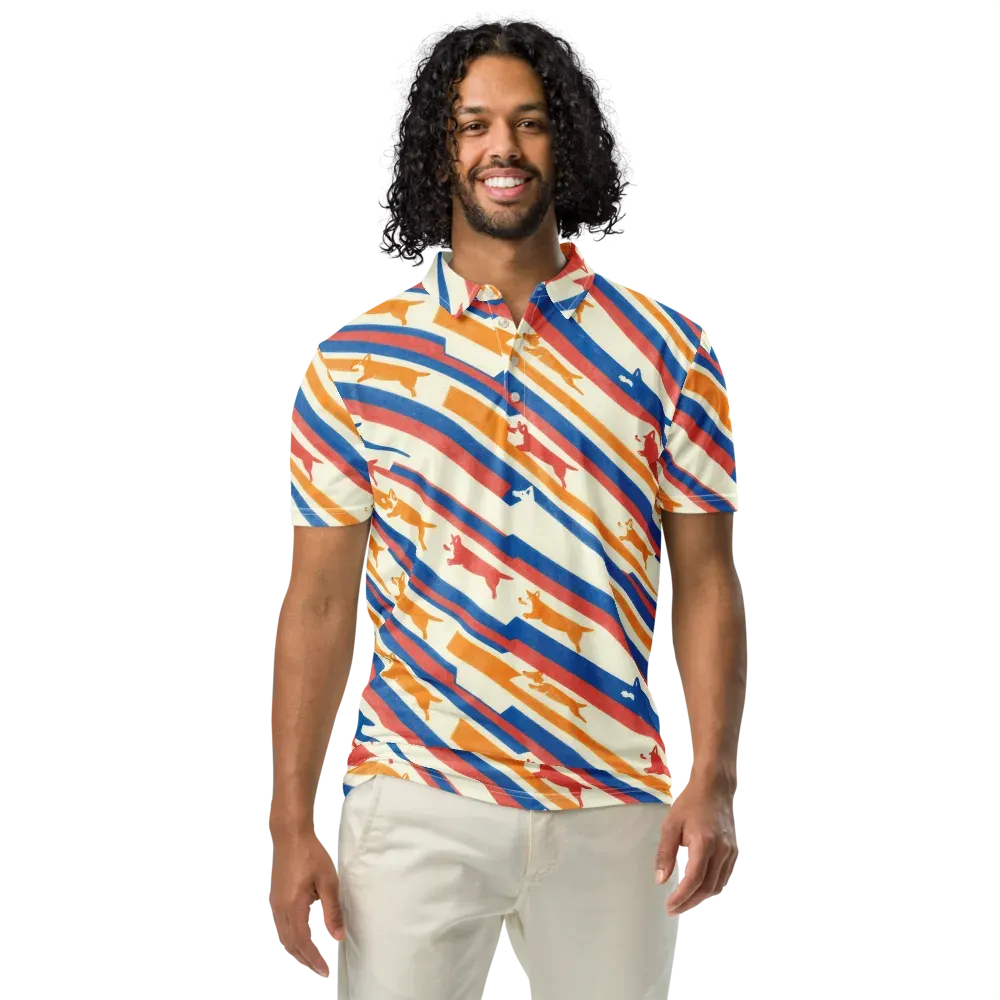 Canine Cadence on Men's Slim Fit Polo Shirt — Front