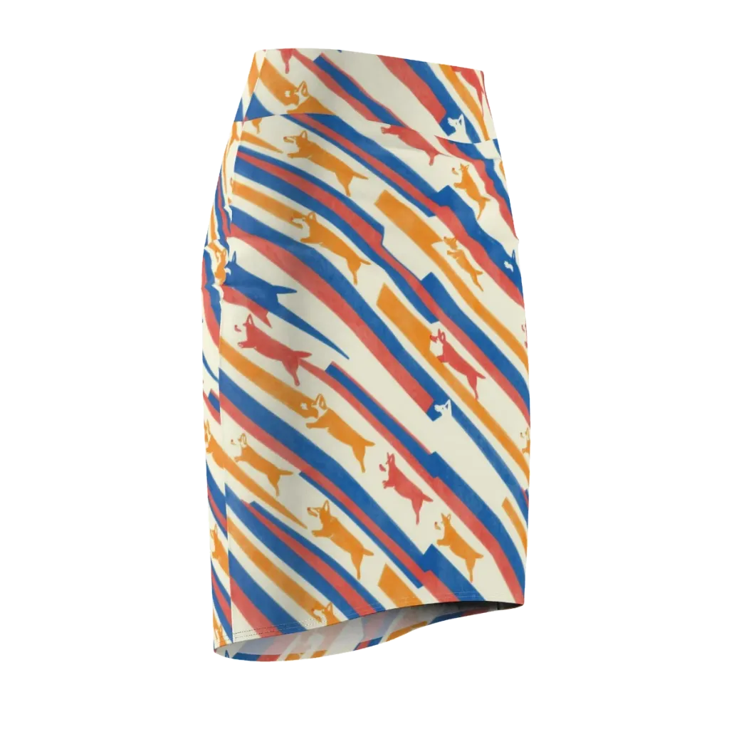 Canine Cadence on Pencil Skirt — Front Side