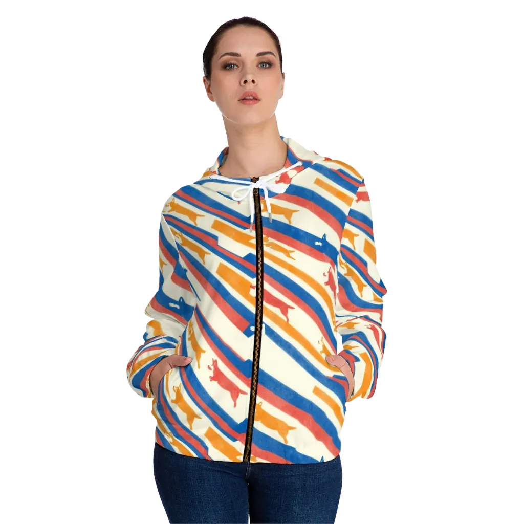 Canine Cadence on Women's Full-Zip Hoodie — Front On Person