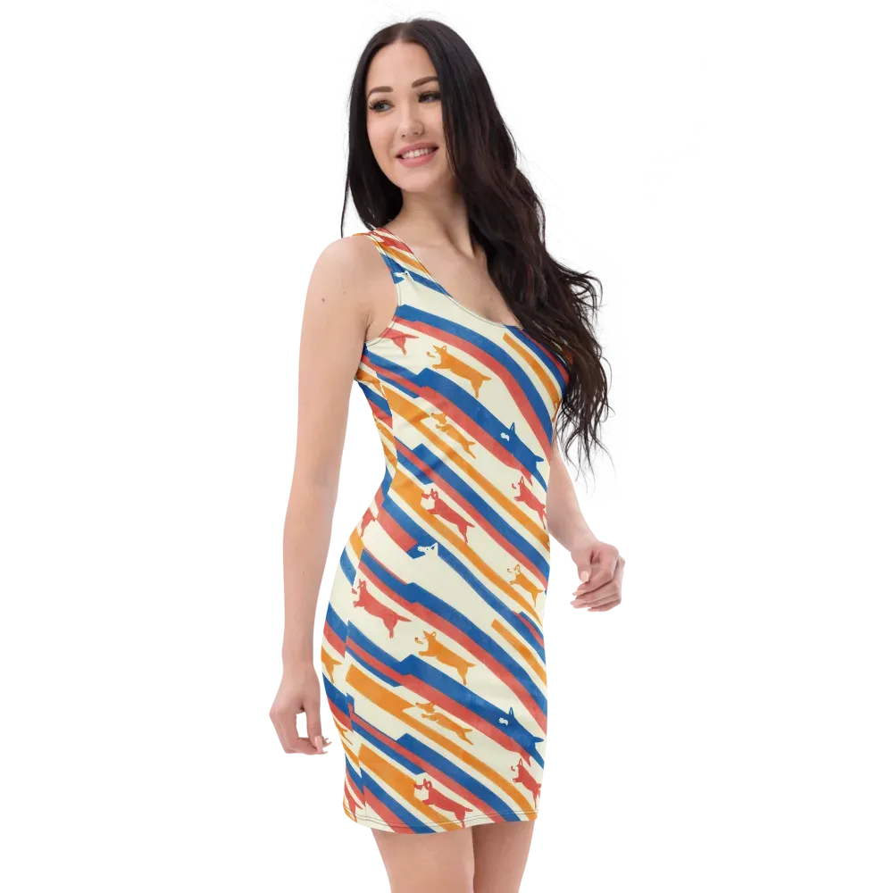 Canine Cadence on Bodycon Dress — Right Front