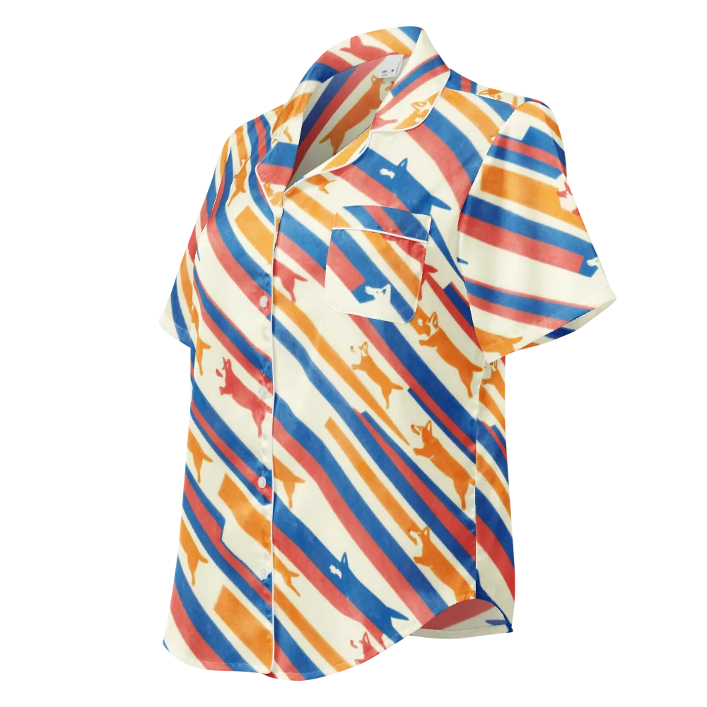 Canine Cadence on Women's Short Sleeve Pajama Top — Left Front
