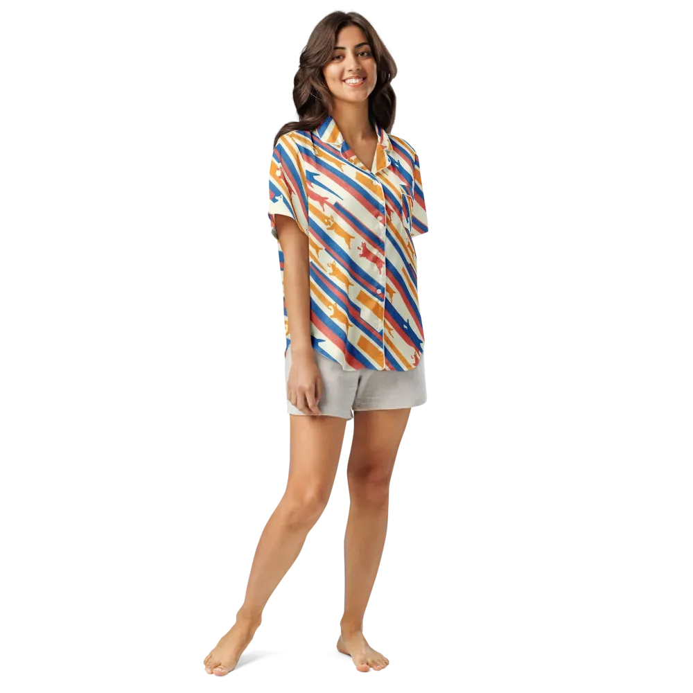 Canine Cadence on Women's Short Sleeve Pajama Top — Front