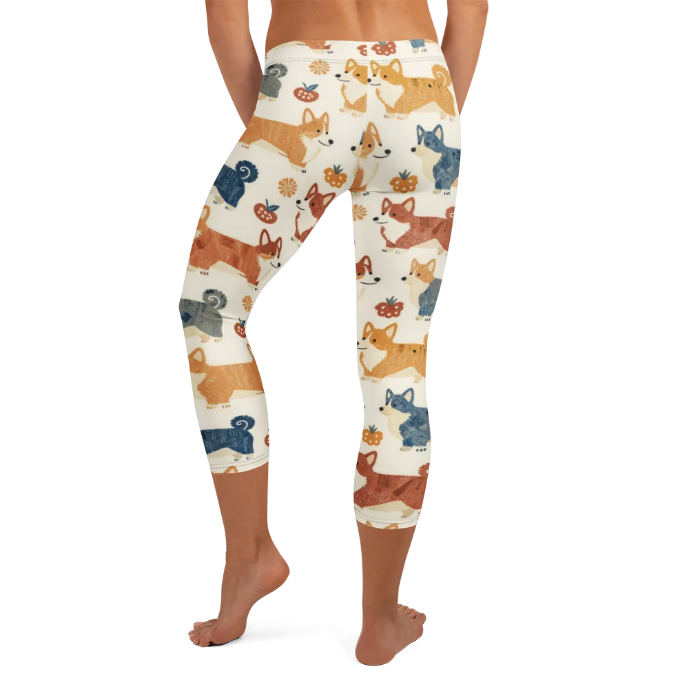 Foxfire Corgis on Capri Leggings — Back