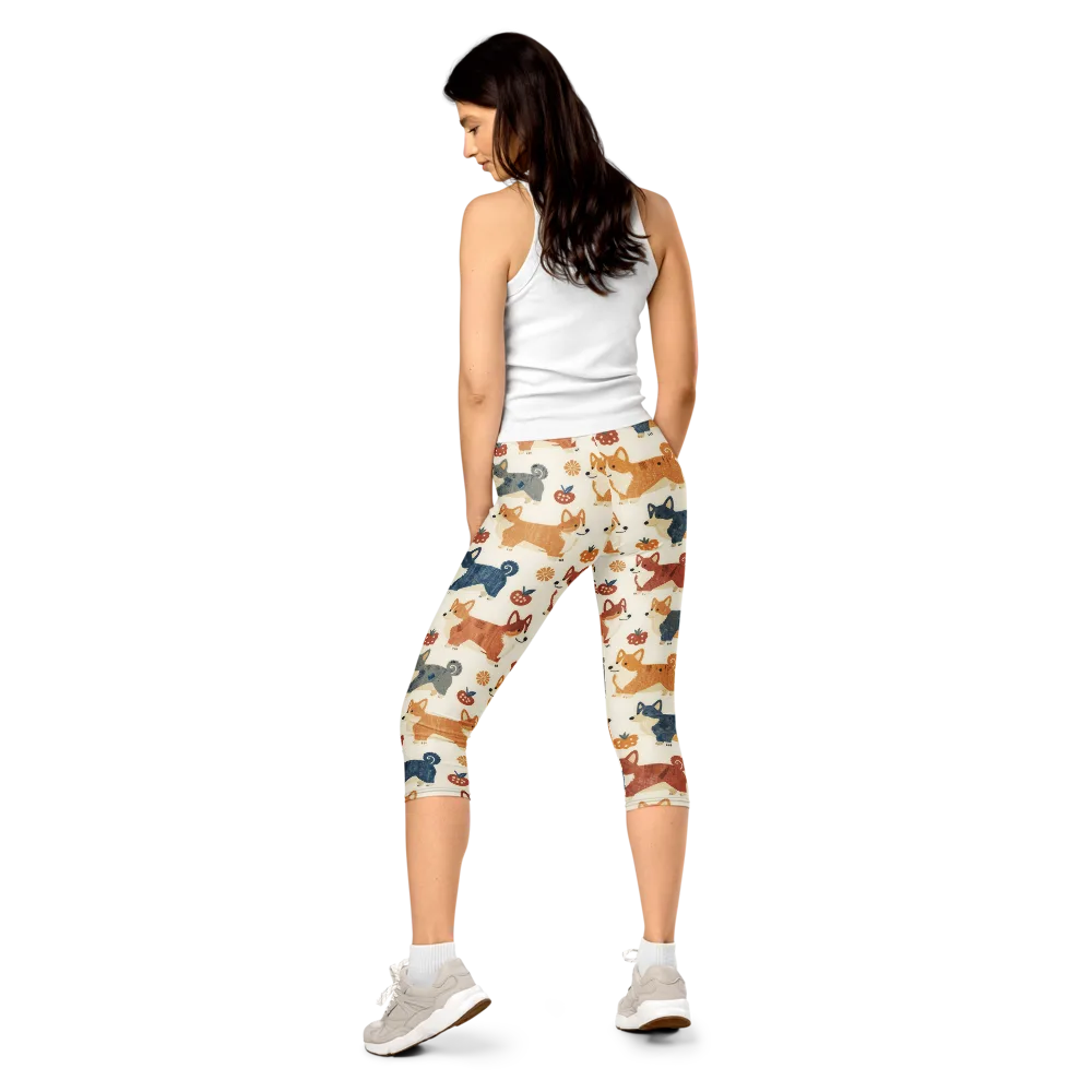 Foxfire Corgis on Capri Leggings — Back