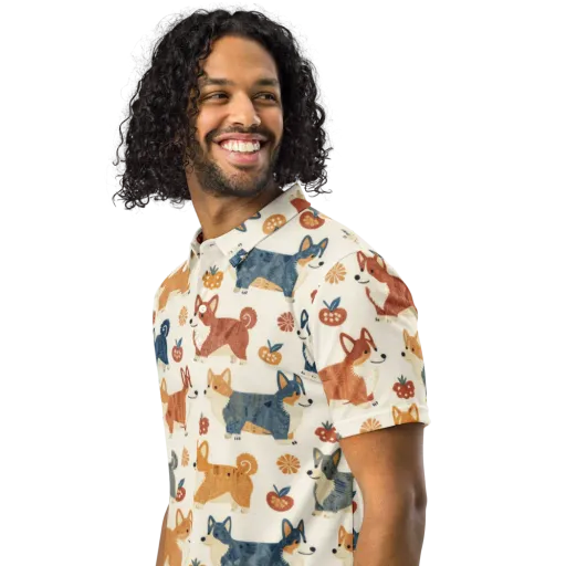 Foxfire Corgis on a Men's Slim Fit Polo Shirt