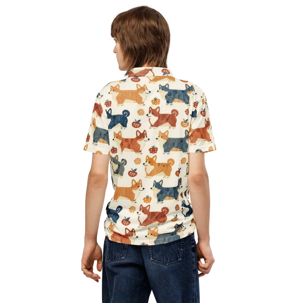 Foxfire Corgis on Men's Slim Fit Polo Shirt — Back