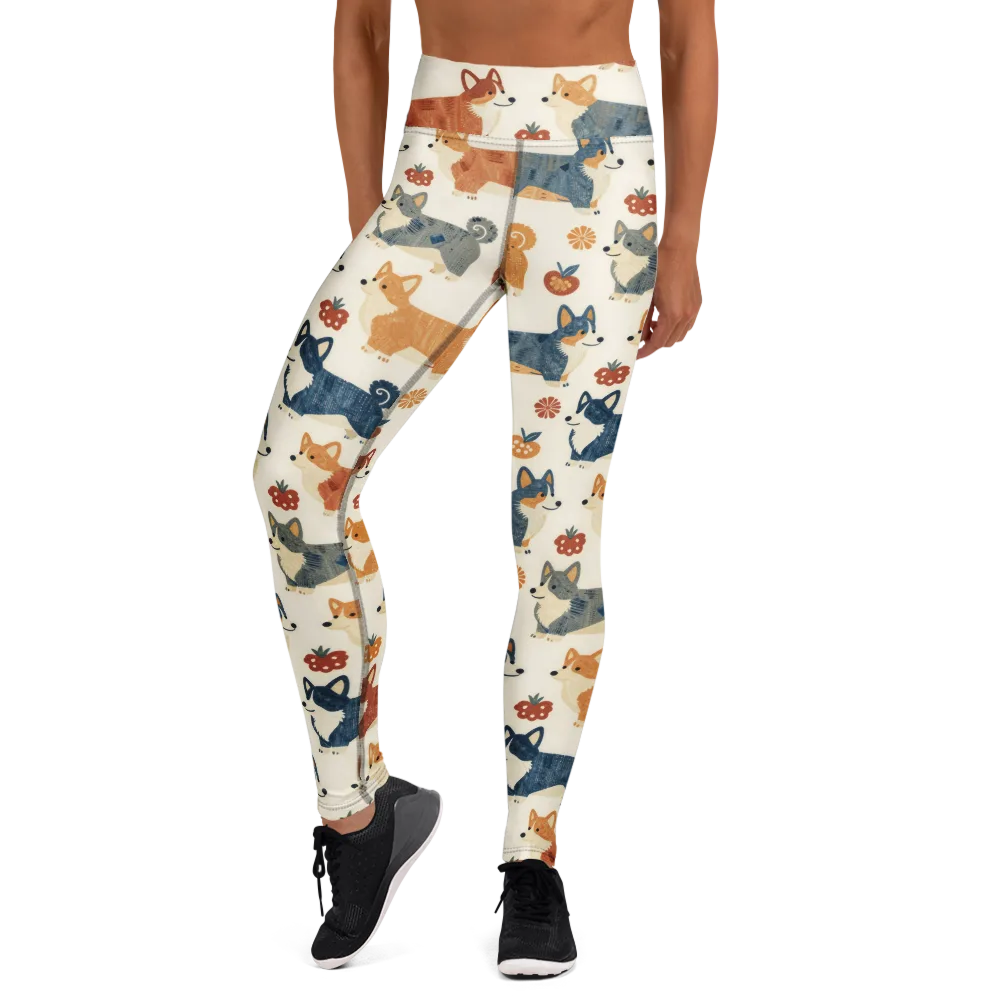 Foxfire Corgis on Yoga Leggings — Front