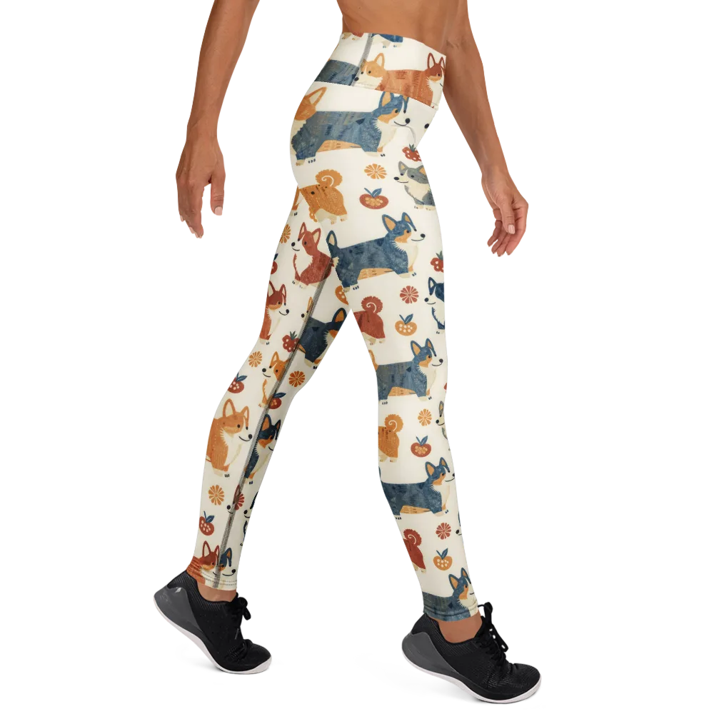 Foxfire Corgis on Yoga Leggings — Right