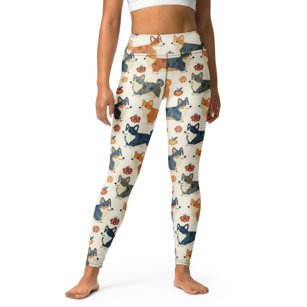 Foxfire Corgis on Yoga Leggings — Front