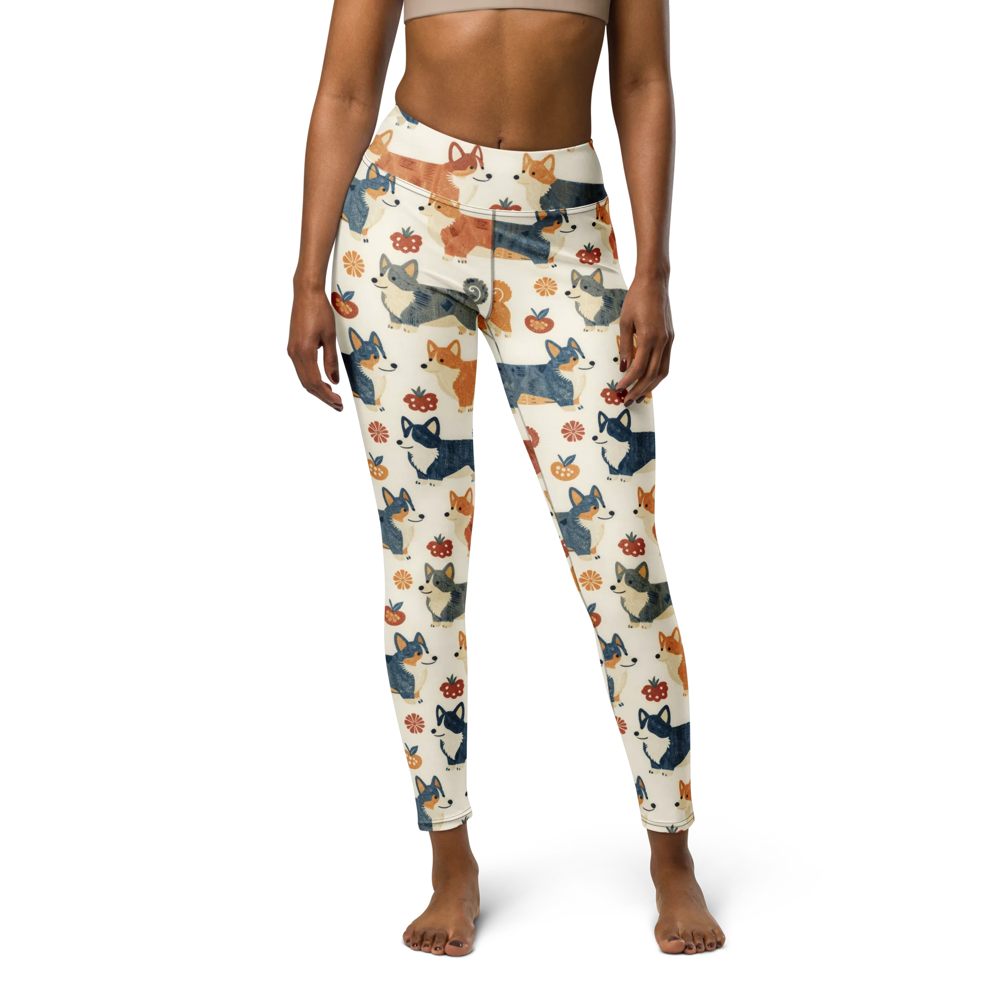 Foxfire Corgis on Yoga Leggings — Front